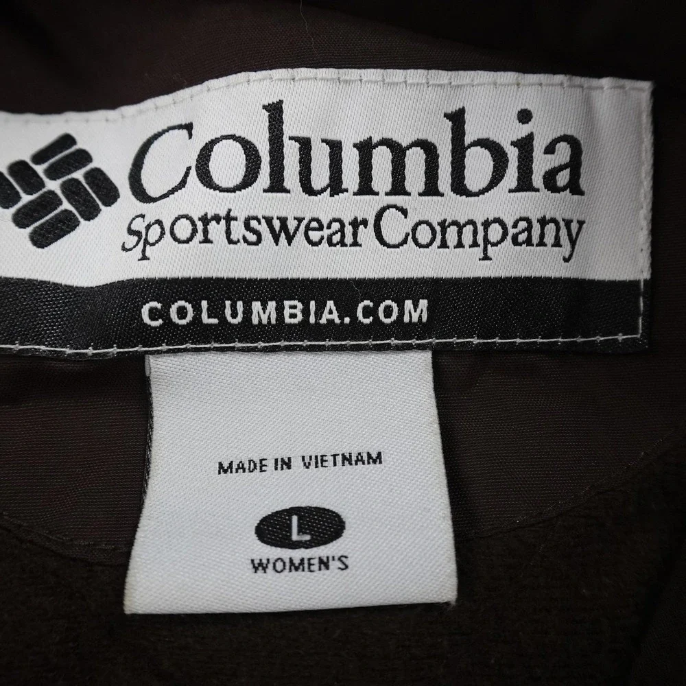Columbia Jacket Womens L Brown Hood Waterproof Insulated Parka Full Zip Ski Coat